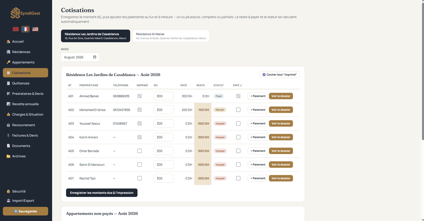 Cotisations & paiements